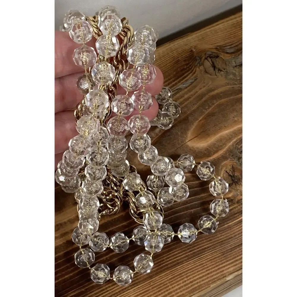 Vintage 1976 SARAH COVENTRY Golden Ice 3 Strand Necklace Lucite Bubble Beads